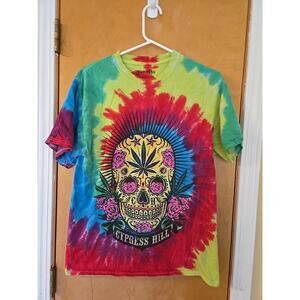 Cypress Hill Mens Sugar Skull Print Short Sleeve T-Shirt Size Small Tie Dye